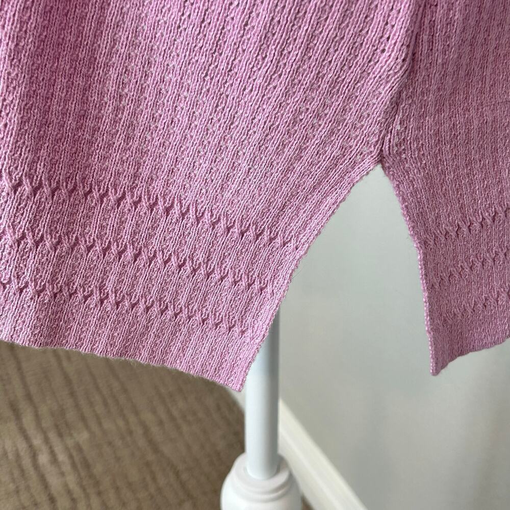 Soft Surroundings waffle knit silk and cotton  3/4 sleeve lilac sweater size 1X - Picture 3 of 10
